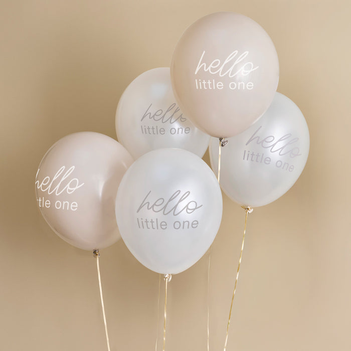 Product photo of Neutral Baby Shower 12" Latex Balloons - Pack of 5 — a Hootyballoo party product shown on a plain background.
