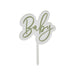 Product photo of Sage 'Baby' Acrylic Cake Topper — a Hootyballoo party product shown on a plain background.
