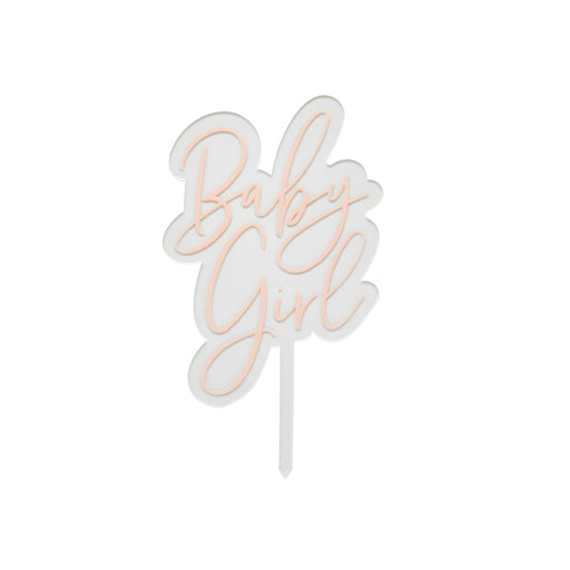 Pink 'Baby Girl' Acrylic Cake Topper | 1ct