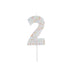 Product photo of Giant Sprinkle Number '2' Candle — a Hootyballoo party product shown on a plain background.