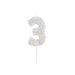 Product photo of Giant Sprinkle Number '3' Candle — a Hootyballoo party product shown on a plain background.
