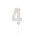Product photo of Giant Sprinkle Number '4' Candle — a Hootyballoo party product shown on a plain background.