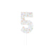Product photo of Giant Sprinkle Number '5' Candle — a Hootyballoo party product shown on a plain background.