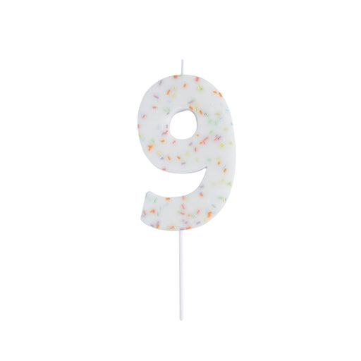 Giant Sprinkle Number '9' Candle | 1ct
