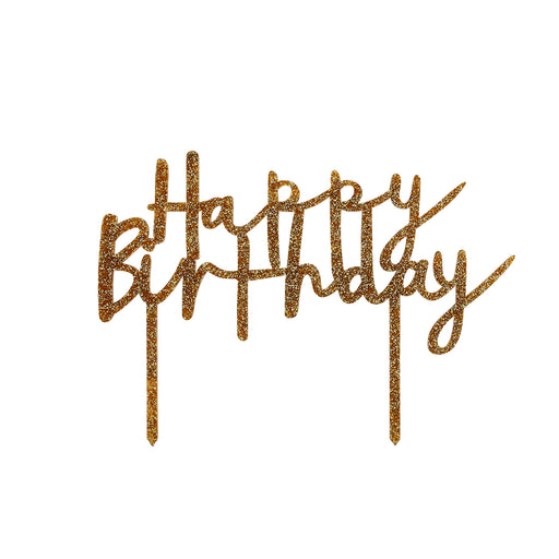 Gold 'Happy Birthday' Acrylic Cake Topper | 1ct