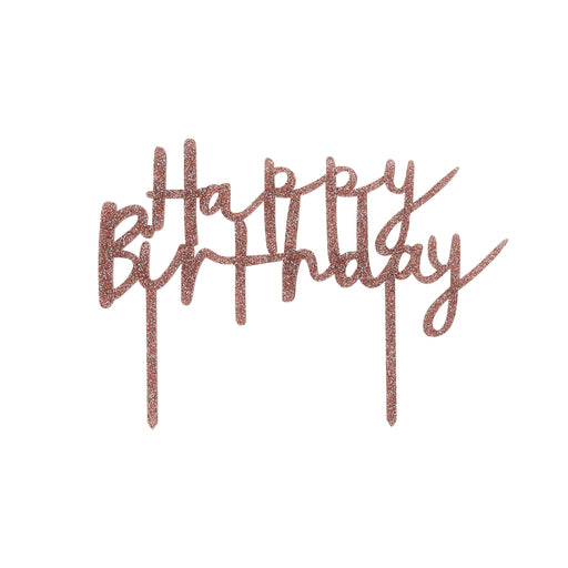 Rose Gold 'Happy Birthday' Acrylic Cake Topper | 1ct