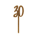 Product photo of Gold Number '30' Glitter Acrylic Cake Topper — a Hootyballoo party product shown on a plain background.