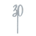Product photo of Silver Number '30' Glitter Acrylic Cake Topper — a Hootyballoo party product shown on a plain background.