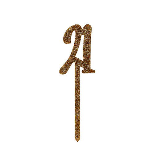 Gold Number '21' Glitter Acrylic Cake Topper | 1ct