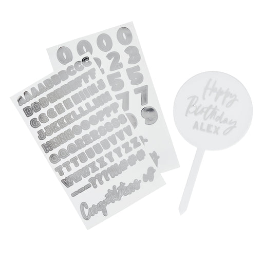 Silver Customisable Acrylic Cake Topper | 1ct