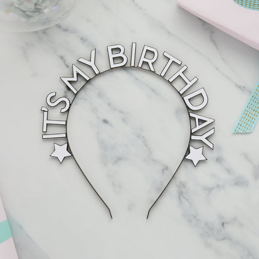 Monochrome 'It's My Birthday' Metal Headband | 1ct