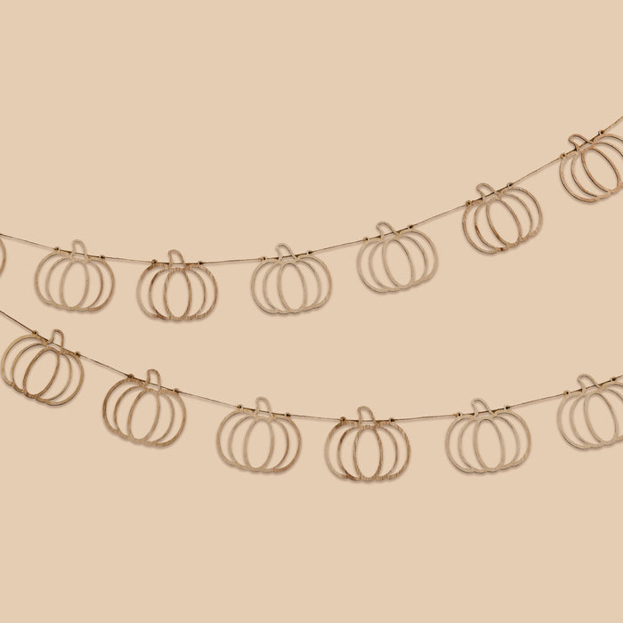 Product photo of Pumpkin Wooden Garland 2m — a Hootyballoo party product shown on a plain background.