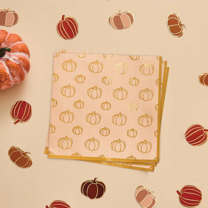 Product photo of Pumpkin Paper Napkins - Pack of 16 — a Hootyballoo party product shown on a plain background.