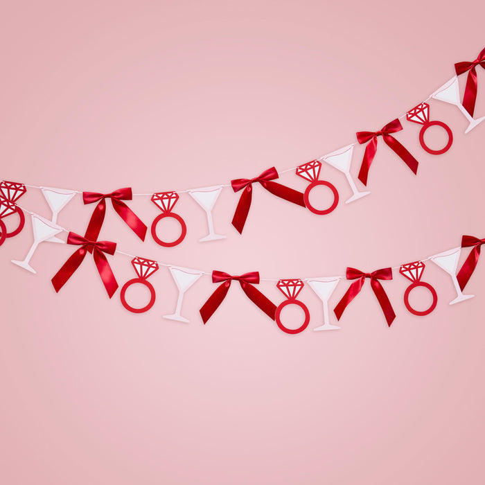Product photo of Cocktails, Rings & Satin Bow Garland 2m — a Hootyballoo party product shown on a plain background.