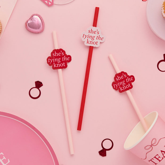 Product photo of She's Tying The Knot Paper Straws - Pack of 16 — a Hootyballoo party product shown on a plain background.
