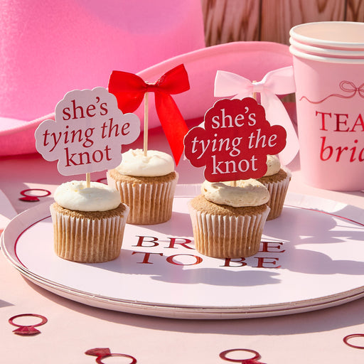 She's Tying The Knot & Satin Bow Food Picks - Pack of 12 | 1ct