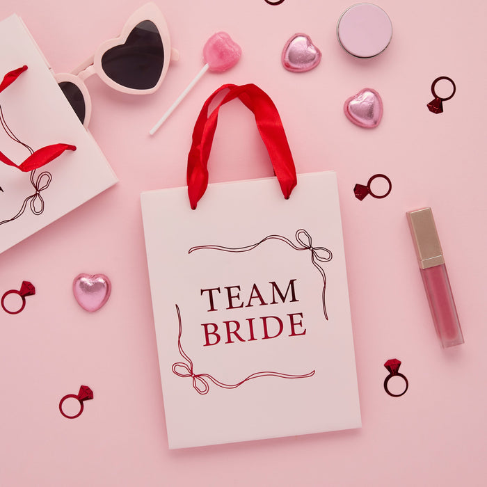 Product photo of Team Bride Hen Party Bags - Pack of 5 — a Hootyballoo party product shown on a plain background.