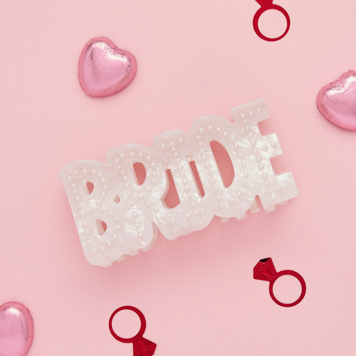 Product photo of Bride Acrylic Hair Clip — a Hootyballoo party product shown on a plain background.