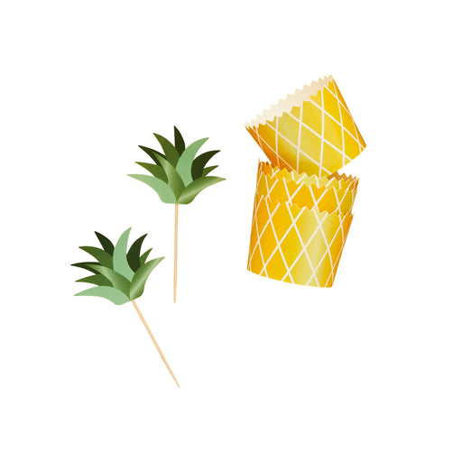 Tropical Pineapple Food Picks & Food Cups Set - Pack of 10 | 1ct