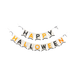 Halloween-themed banner with 'Happy Halloween' text on a white background
