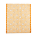 Orange and white checkered table runner with floral patterns on a white background