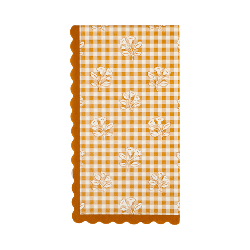 Rust Gingham Block Print Dinner Paper Napkins | 1ct