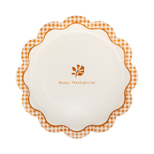 Gingham Happy Thanksgiving Paper Plates | 8ct