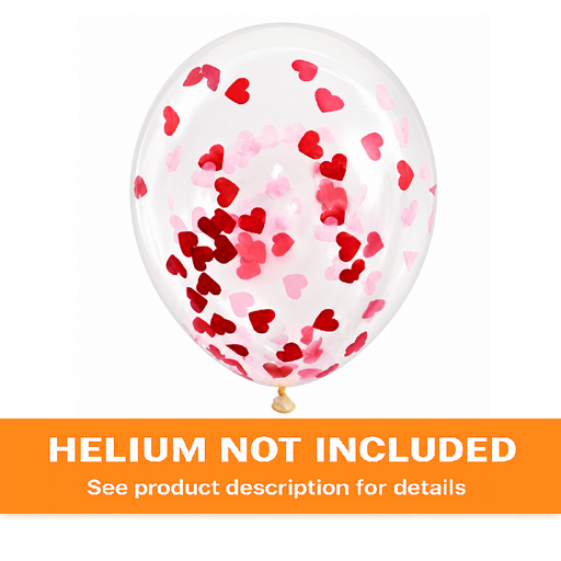Clear Latex W/ Heart Shaped Confetti Balloon Pack 16in | 5ct