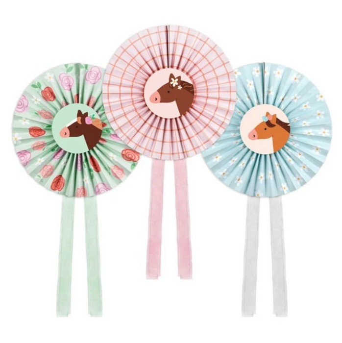 Horsey Party Paper Fan Decor | 3pc