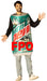 Full-length product photo of the Mountain Dew Baja Blast Can Costume, a soft wear-it Rasta Imposta mountain dew baja blast can costume worn by an adult, shown against a plain white background — a fun dress-up piece for Halloween and costume parties.