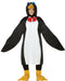 Full-length product photo of the Penguin Costume, a soft wear-it Rasta Imposta penguin costume worn by an adult, shown against a plain white background — a fun dress-up piece for Halloween and costume parties.