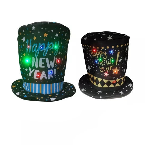 One of each color combination of New Year's Party Light Up Oversized Sponge Top Hats.