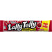 Laffy Taffy Cherry: chewy taffy, red in color. Sold in a 1.5 oz flat wrapped bar, printed with the brand name and product.