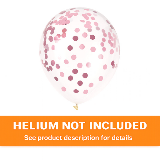 Clear Latex W/ Light Pink Confetti Balloon Pack 12in | 6ct