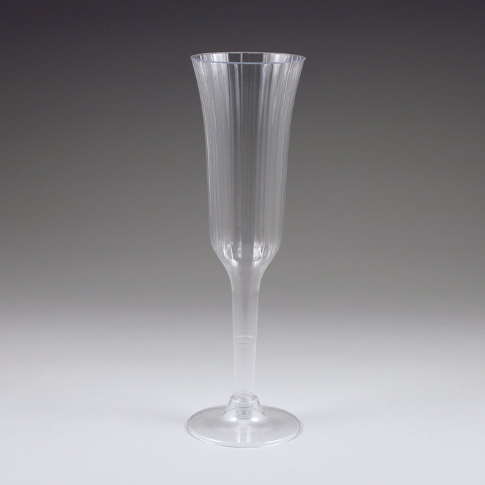 A 5 ounce Sovereign Fluted Plastic Champagne Glasses