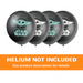 Black 12-inch double-sided Mandalorian latex balloons with Grogu and Star Wars graphics plus orange “Helium Not Included” banner at the bottom.