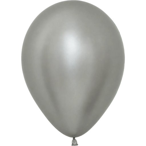 Metallic Silver 11-inch latex balloon with classic silver color and shiny metallic finish