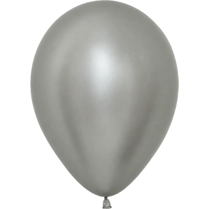 Metallic Silver 11-inch latex balloon with classic silver color and shiny metallic finish