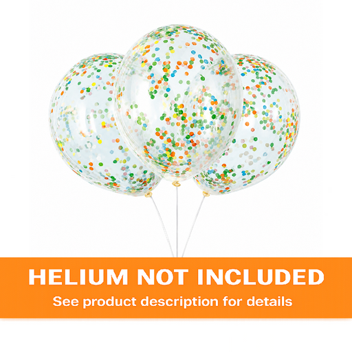 Clear Latex W/ Multicolor Confetti Balloon Pack 12in | 6ct