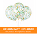 Clear 12-inch latex balloons filled with multicolor confetti dots and orange “Helium Not Included” banner at the bottom.