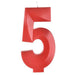 A 5.25-inch Red Faceted Number 5 Birthday Candle.