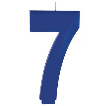 A 5.25-inch Dark Blue Faceted Number 7 Birthday Candle.