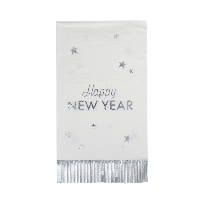 A New Year's Happy New Year Fringed Dinner Napkin.