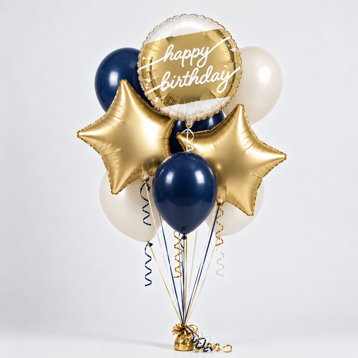 Navy & Gold Celebration Simple Bouquet | 9pc