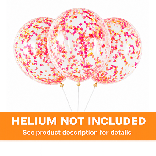 Clear Latex W/ Neon Confetti Balloon Pack 12in | 6ct