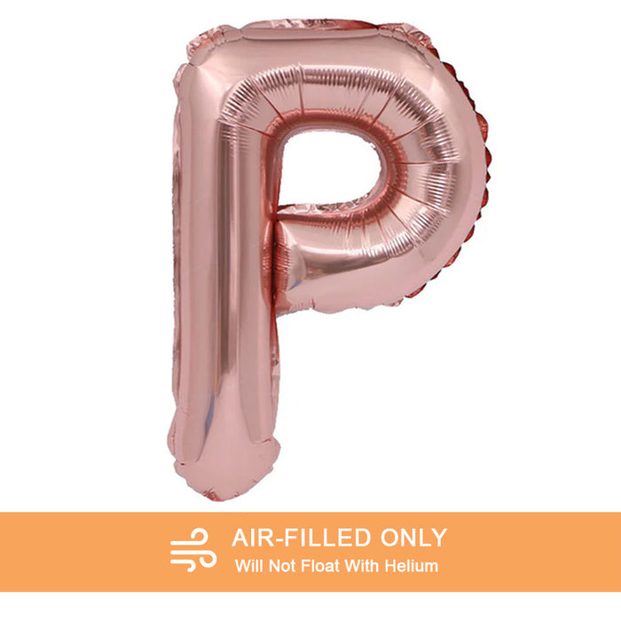 Air Filled Rose Gold Mylar Letter Balloon, 16" | 1 ct