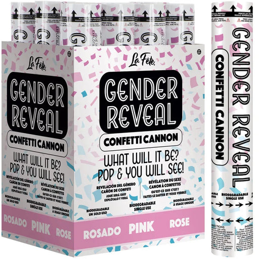 12" Pink Gender Reveal Confetti Cannon | 1ct