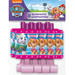 Paw Patrol Girl blowout noisemakers package featuring Skye and Everest with pink paw-print designs and 8 party blowouts.