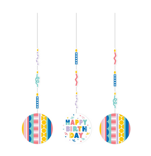 Party Patterns Hanging Cutouts | 3ct