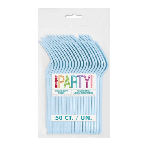 Powder Blue Premium Plastic Forks | 50ct